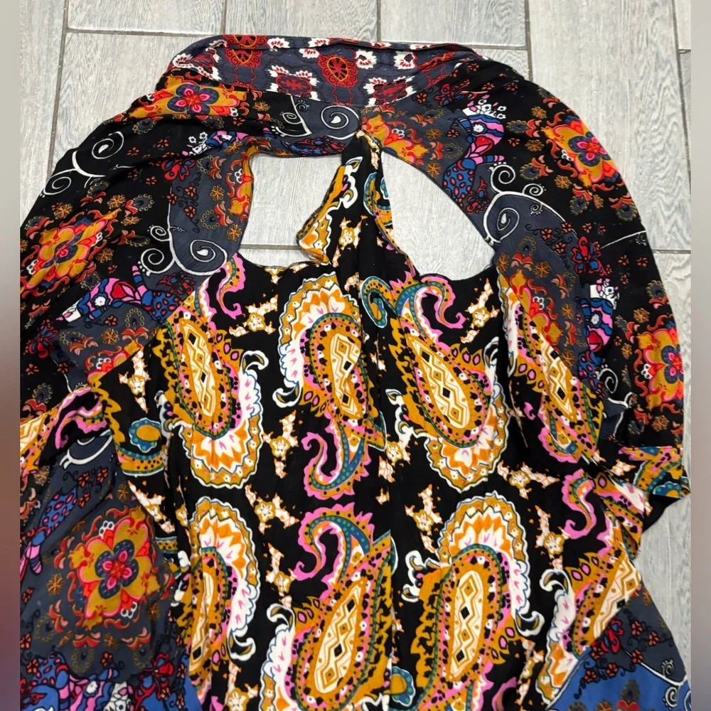 FREE PEOPLE RARE MARLEY MIXED PRINT CARDIGAN LAYER KIMONO ONE SIZE - Picture 2 of 6